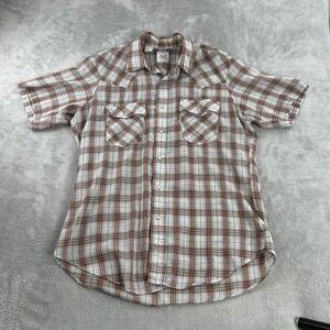 Vintage Levi's 1980 USA Olympic Games Western Pearl Snap Shirt L Brown Plaid Men